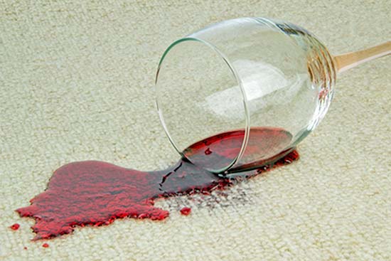 wine spilt on carpet stains and marks removed